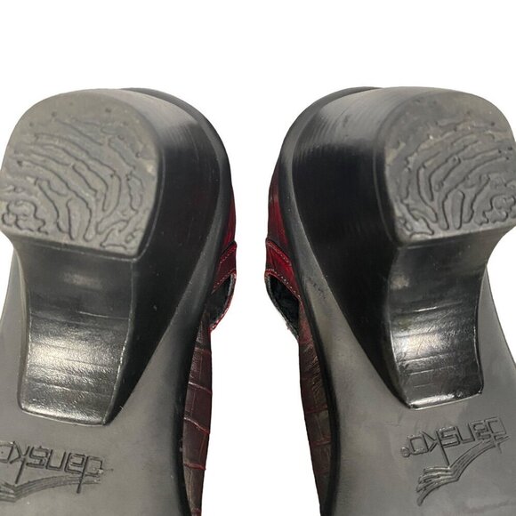 Dansko leather Mary Jane clogs oxblood croc embossed women's 39 - Picture 12 of 12